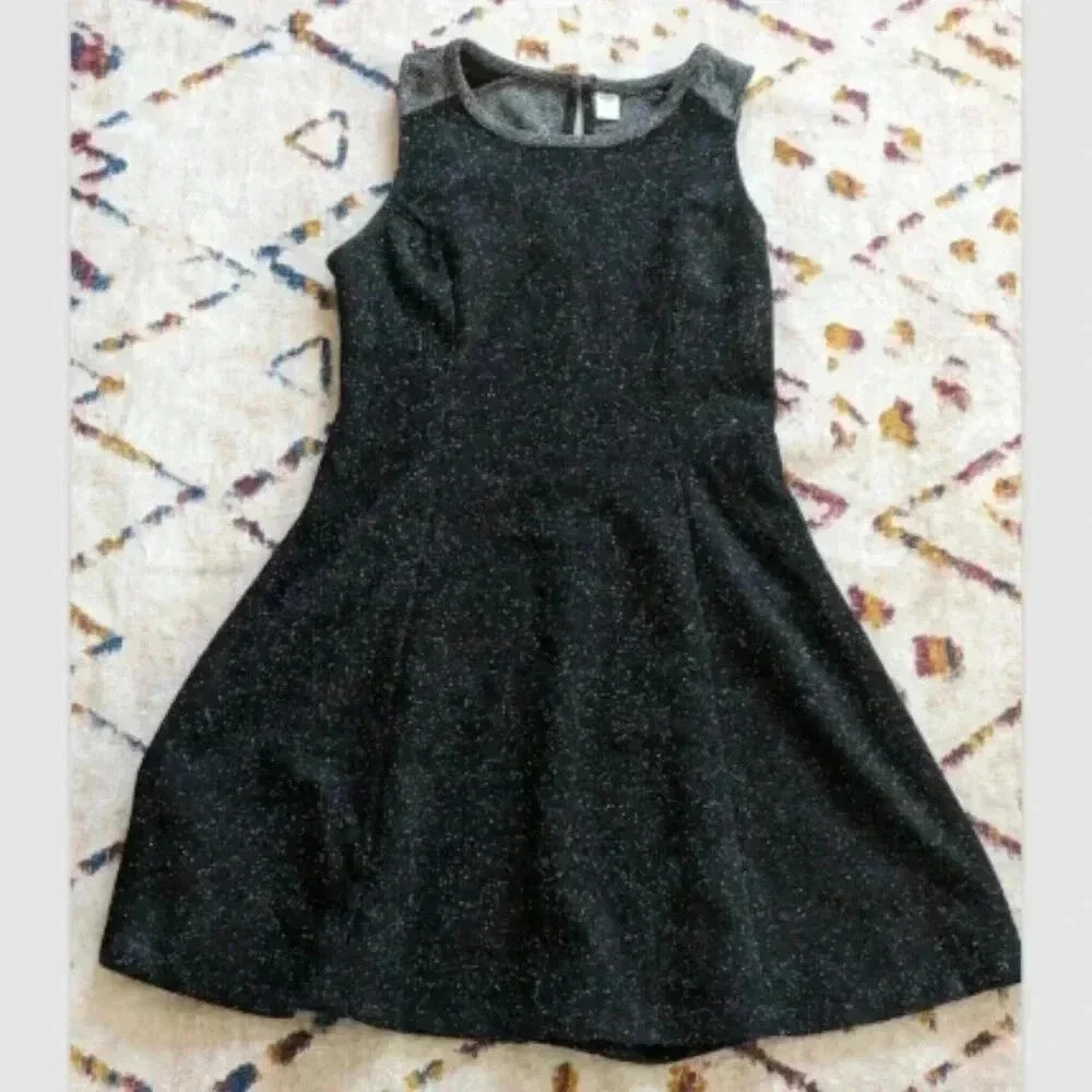 Old Navy Shift Dress Sleeveless Speckled Tweed Faux Wool M  Gray Black